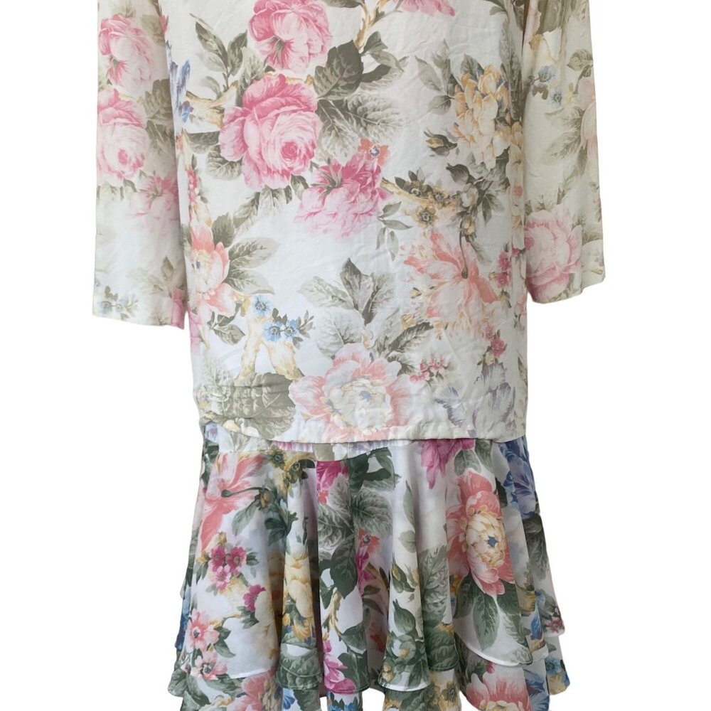 Vintage Handmade 80s 90s Floral Dress Set with Blazer - Picture 9 of 12